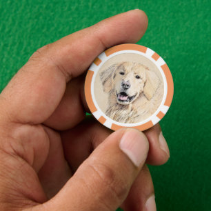 Goldene Retriever Malerei - Niedliche Original Dog Pokerchips