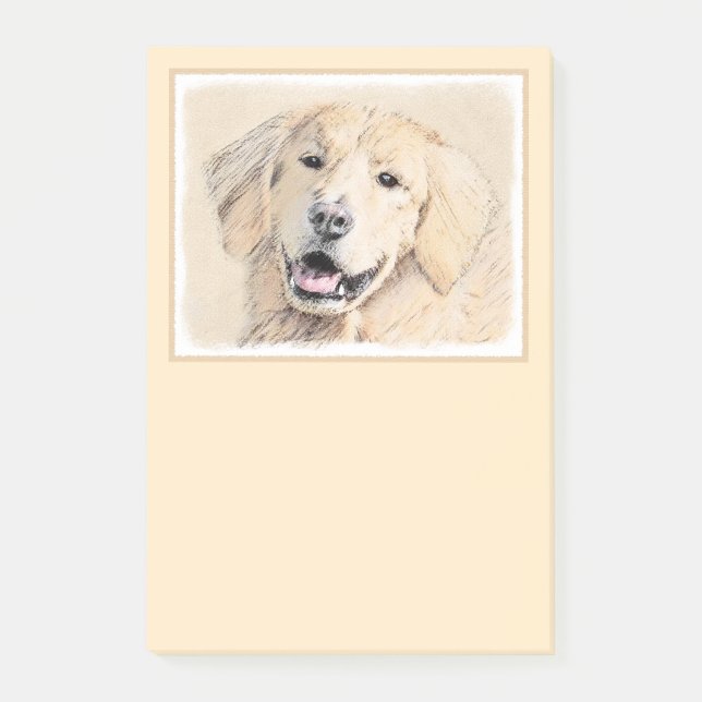 Goldene Retriever Malerei - Niedliche Original Dog Post-it Klebezettel (Vorderseite)
