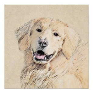 Goldene Retriever Malerei - Niedliche Original Dog Poster