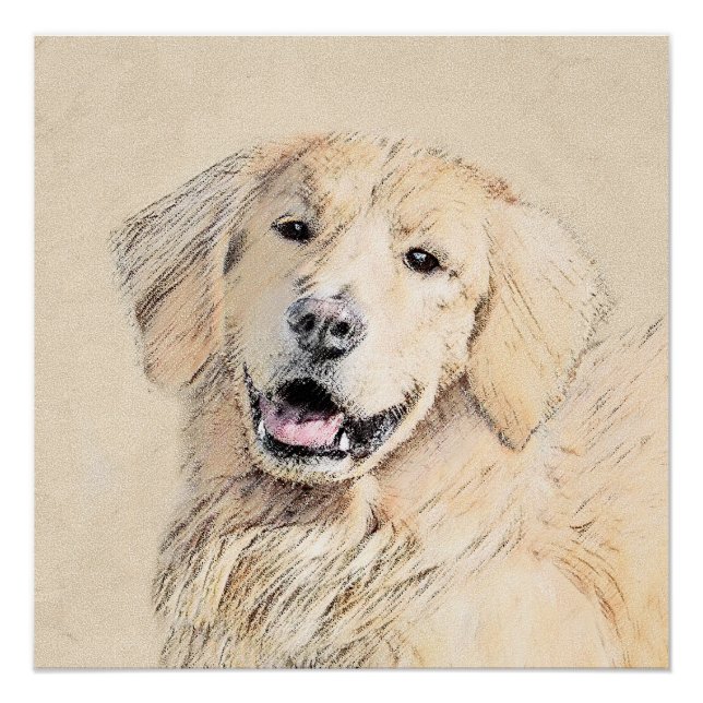 Goldene Retriever Malerei - Niedliche Original Dog Poster (Vorderseite)