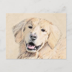 Goldene Retriever Malerei - Niedliche Original Dog Postkarte