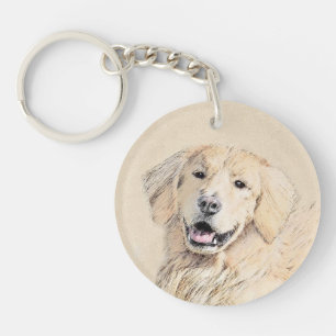 Goldene Retriever Malerei - Niedliche Original Dog Schlüsselanhänger