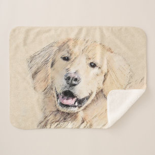 Goldene Retriever Malerei - Niedliche Original Dog Sherpadecke