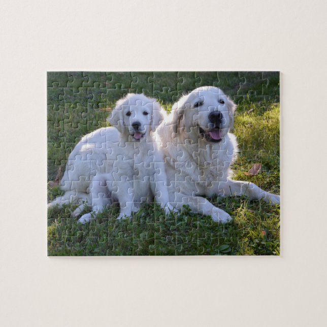 Goldene Retriever Mama und Welpe Puzzle (Horizontal)