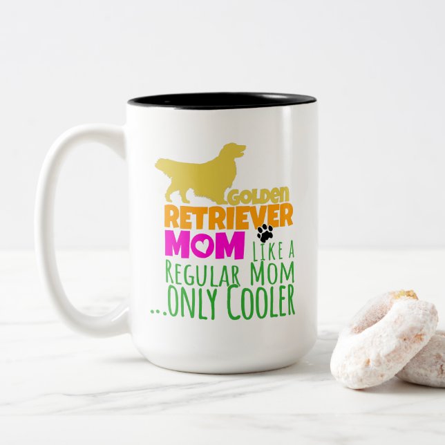 Goldene Retriever Mama wie regelmäßige Mama nur Co Zweifarbige Tasse (Mit Donut)