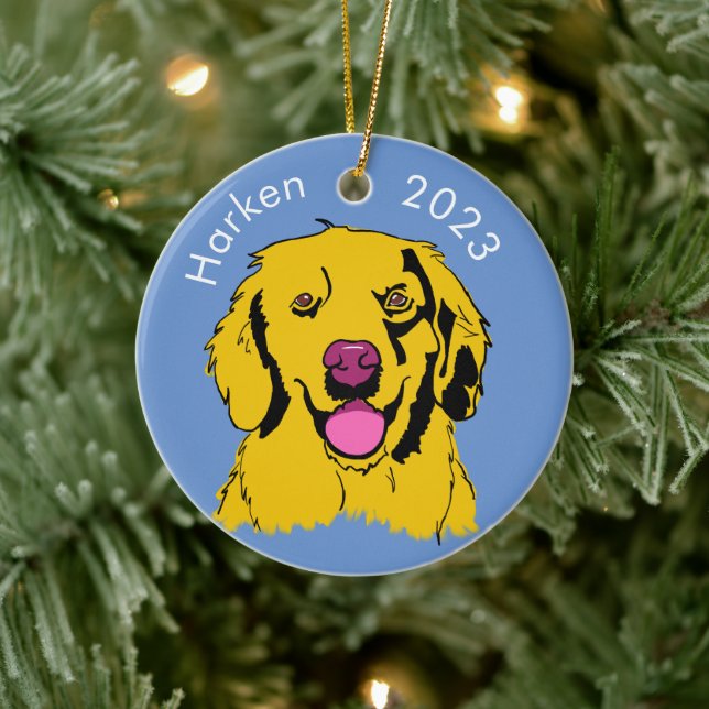 Goldene Retriever Pop Art Keramik Ornament (Baum)