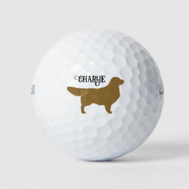 Goldene Retriever Silhouette mit Individuelle Name Golfball