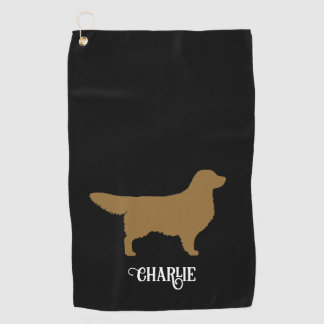 Goldene Retriever Silhouette mit Individuelle Name Golfhandtuch