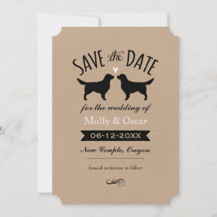 Goldene Retriever-Silhouetten Hochzeit Sichern Sie Save The Date