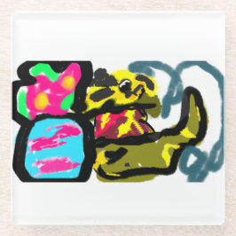 Goldene Retriever und Frühjahr Glasuntersetzer