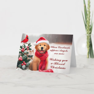 Goldene Retriever und Kardinal Weihnachtskarte Feiertagskarte