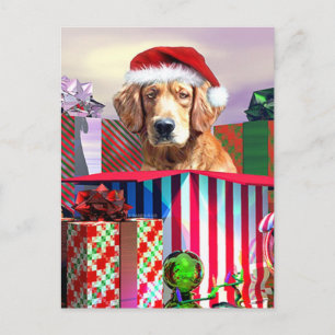 Goldene Retriever Weihnachtsüberraschung Feiertagspostkarte