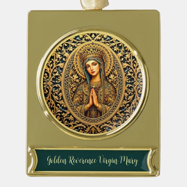 Goldene Reverenz Jungfrau Mary Banner-Ornament Gold (Vorderseite)