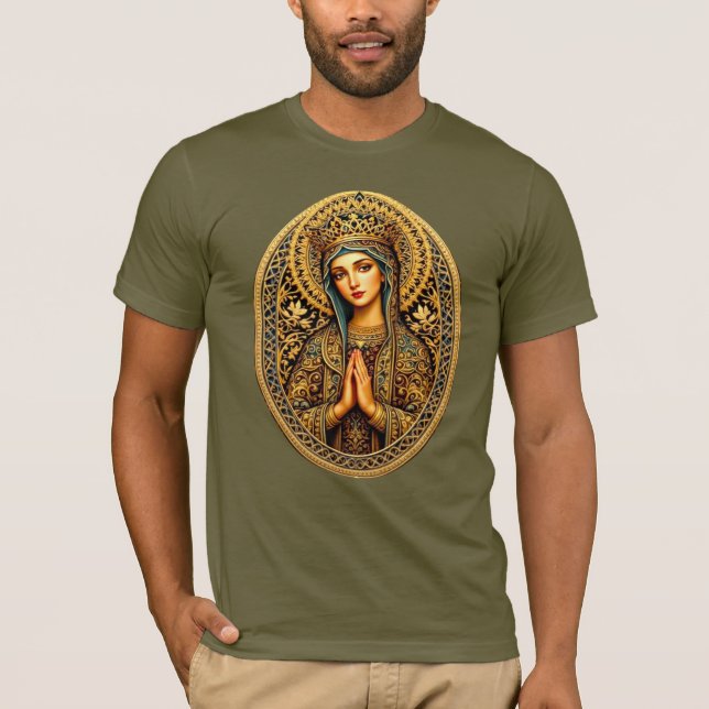 Goldene Reverenz Jungfrau Mary T-Shirt (Vorderseite)