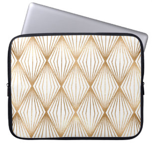 Goldene Rhombus-Fliesen, geometrisches Muster. Laptopschutzhülle