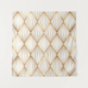 Goldene Rhombus-Fliesen, geometrisches Muster. Wandteppich