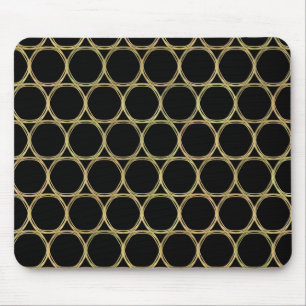 Goldene Ringe auf schwarzem modernen Chic Mousepad