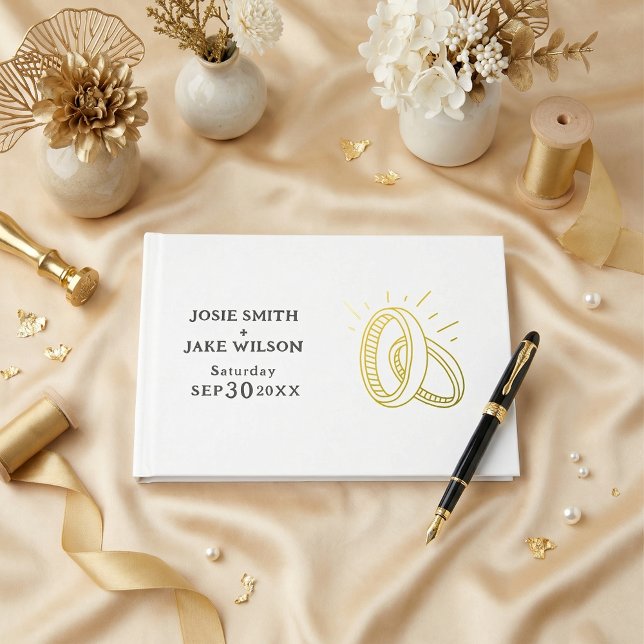 Goldene Ringe Folien-Gästebuch Gästebuch (Gold rings Foil Guestbook)