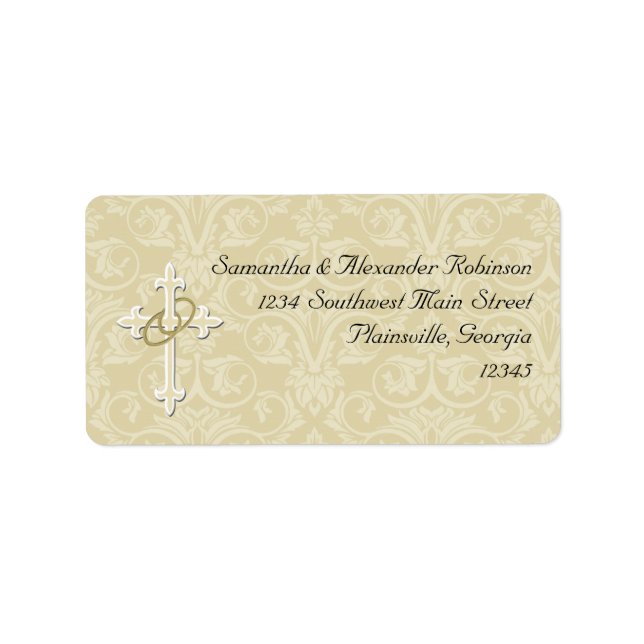 Goldene Ringe mit Kreuz, elegante Christliche Lieb Adressaufkleber (Vorne)