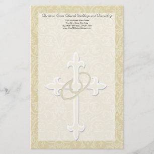 Goldene Ringe mit Kreuz, elegante Christliche Lieb Briefpapier