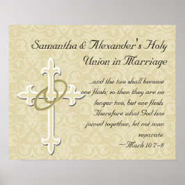 Goldene Ringe mit Kreuz, elegante Christliche Lieb Poster