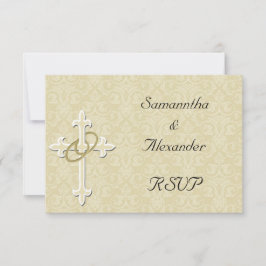 Goldene Ringe mit Kreuz, elegante Christliche Lieb RSVP Karte