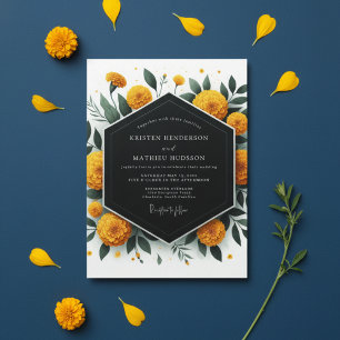 Goldene Ringelblumen-Botanik-Romantik-Hochzeit Einladung