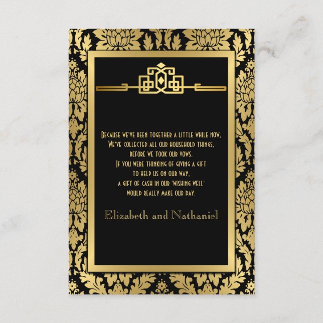 Goldene Romantik der 20er Jahre Art-Déco-Karte Begleitkarte (Vorderseite)