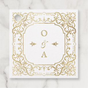 Goldene romantische verzierte Hochzeit Geschenkanhänger