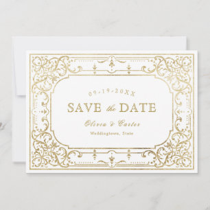 Goldene romantische verzierte Hochzeit Save The Date
