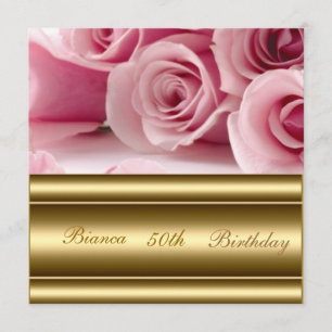 Goldene rosa beliebte elegante Einladung zum 50. G