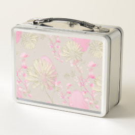 Goldene rosa Blumen Metall-Lunchbox Metall Brotdose