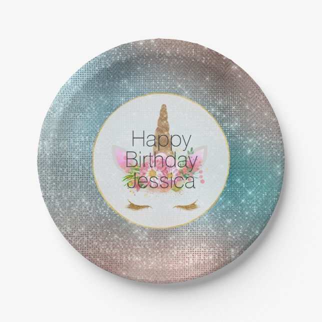 Goldene Rosa Blumenzwiebeln Geburtstag Pappteller (Vorderseite)