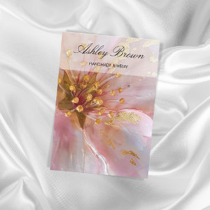 Goldene rosa Blütenhandgefertigte Schmuckstücke Oh Visitenkarte