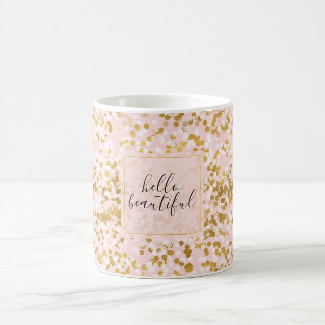 Goldene Rosa Confetti Kaffeetasse (Mittel)