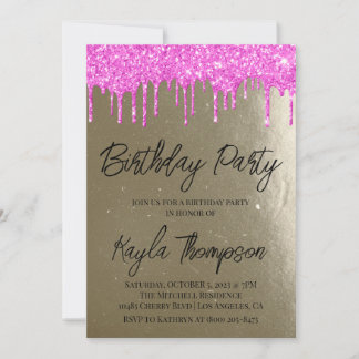 Goldene Rosa Geburtstagsparty Einladung