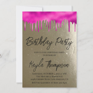 Goldene Rosa Geburtstagsparty Einladung