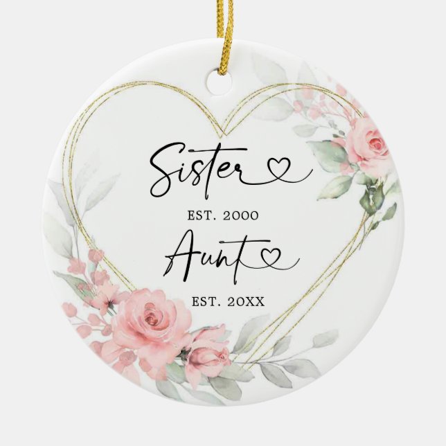 Goldene Rosa Heart Geometric New Age Keramik Ornament (Vorne)