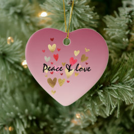 Goldene Rosa Liebe Herz Keramik Ornament