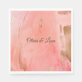 Goldene Rosa Pfirsichbraun Name Elegante Hochzeit Serviette