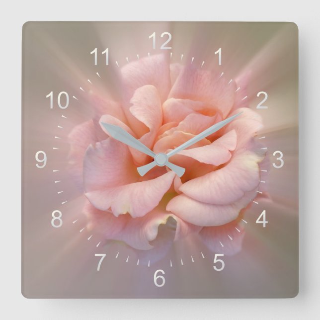 Goldene Rosa Quadratische Wanduhr (Vorderseite)