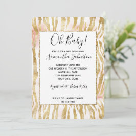 Goldene Rosa Zebra Print Einladung