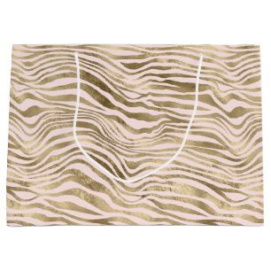 Goldene Rosa Zebra Print      Große Geschenktüte
