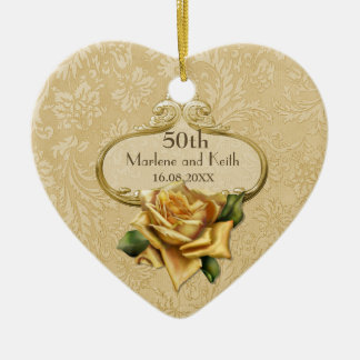 Goldene Rose 50. Hochzeitstag Keramikornament