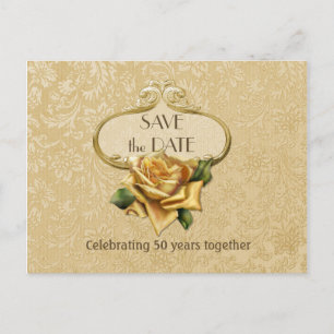 Goldene Rose 50 Jahre Jubiläum Save the Date Ankündigungspostkarte