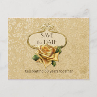 Goldene Rose 50 Jahre Jubiläum Save the Date Ankündigungspostkarte