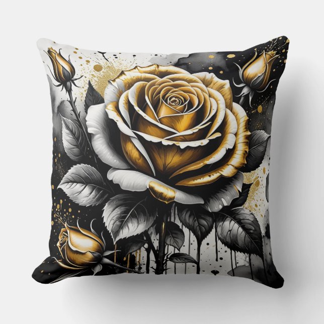 Goldene Rose Abstrakt Kissen (Vorderseite)