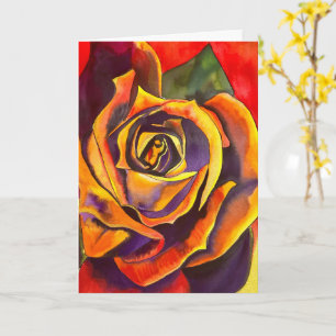 Goldene Rose Aquarellkunst Karte