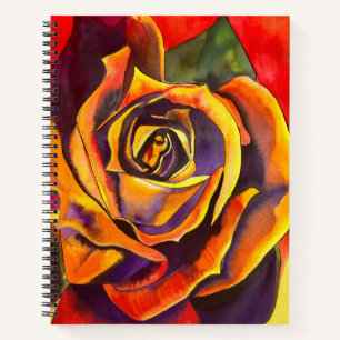 Goldene Rose Aquarellkunst Notizbuch