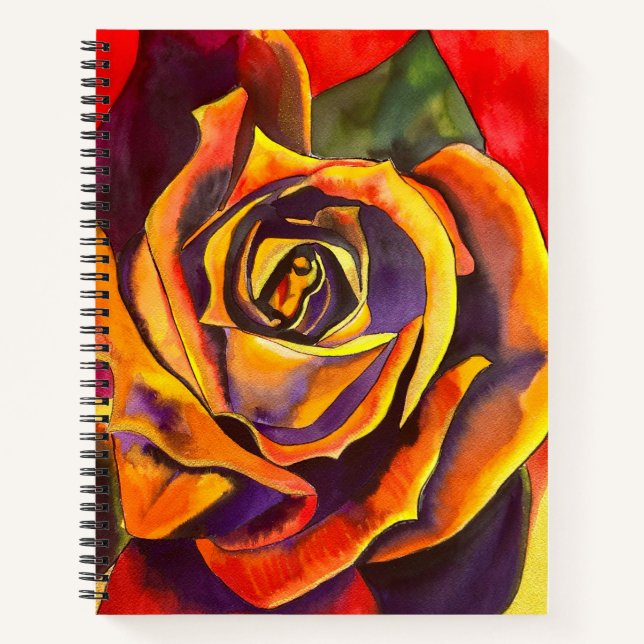 Goldene Rose Aquarellkunst Notizbuch (Vorderseite)